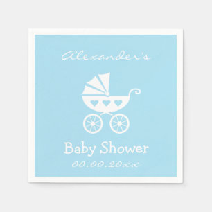 Personalized boy baby shower napkins with carriage