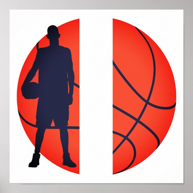 Personalized Boy Basketball Split Monogram Poster (Front)