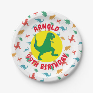Personalized Boy Birthday Dinosaur Paper Plates