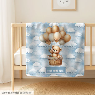 Personalized Boy Blanket We Can Bearly Wait Teddy
