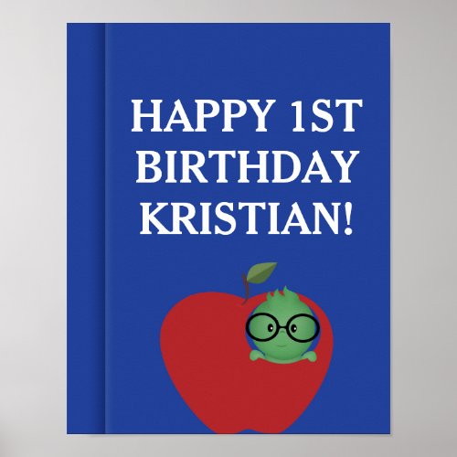 Personalized Boy Bookworm Birthday Poster