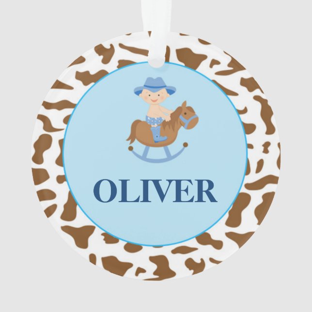 Personalized Boy Christmas Ornament Cowboy (Back)
