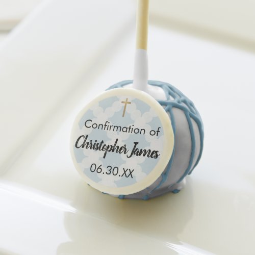 Personalized Boy Confirmation Blue Gold  Cake Pops
