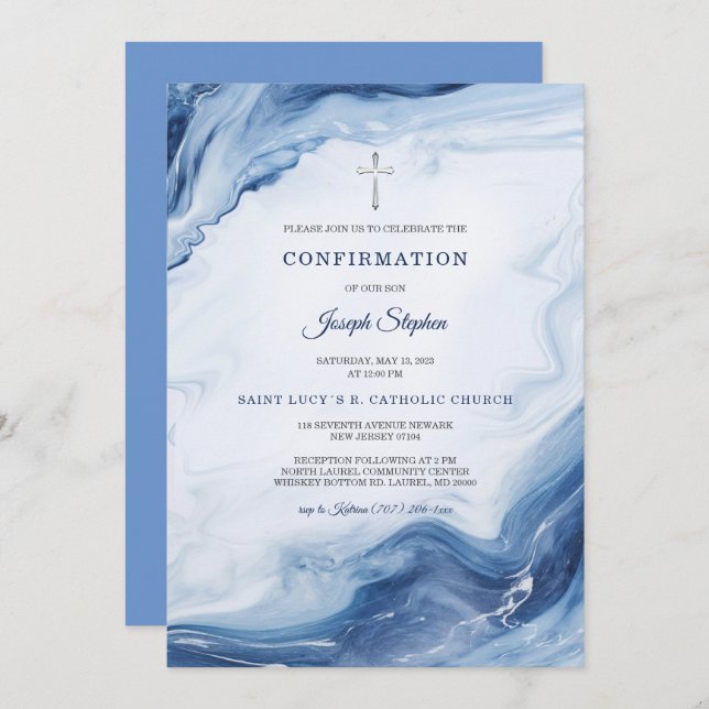 Personalized Boy Confirmation Invitations (Front/Back)