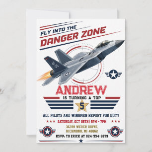 Personalized boy Fighter Pilot Birthday Invitation