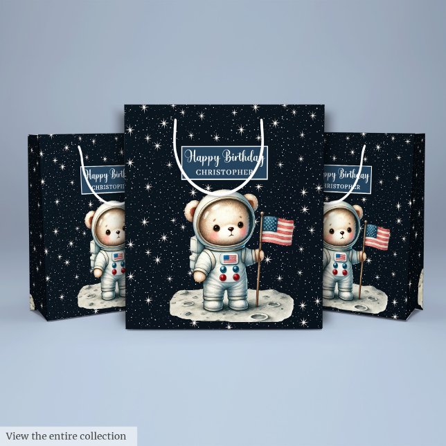 Personalized Boy Gift Bag with Space Bear Theme (Personalized Boy Gift Bag with Space Bear Theme)
