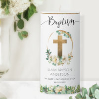 Personalized Boy/Girl Baptism, Elegant Greenery