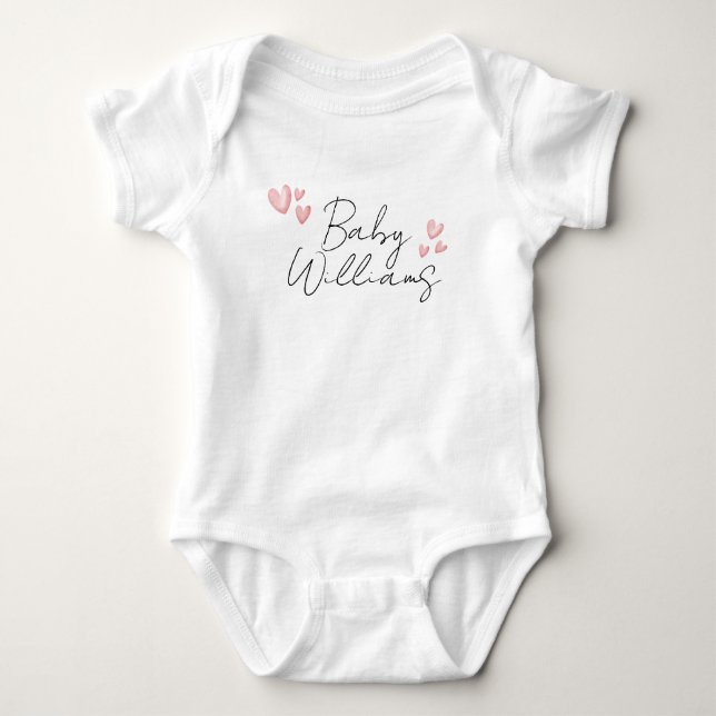 Personalized boy girl heart name hospital baby bodysuit (Front)