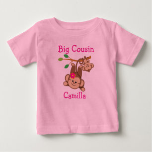 Personalized Boy, Girl Monkeys Big Cousin Baby T-Shirt