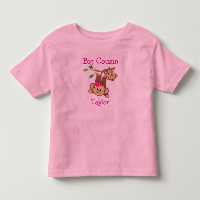 Personalized Boy, Girl Monkeys Big Cousin Toddler T-shirt (Front)