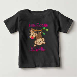 Personalized Boy, Girl Monkeys Little Cousin Baby T-Shirt