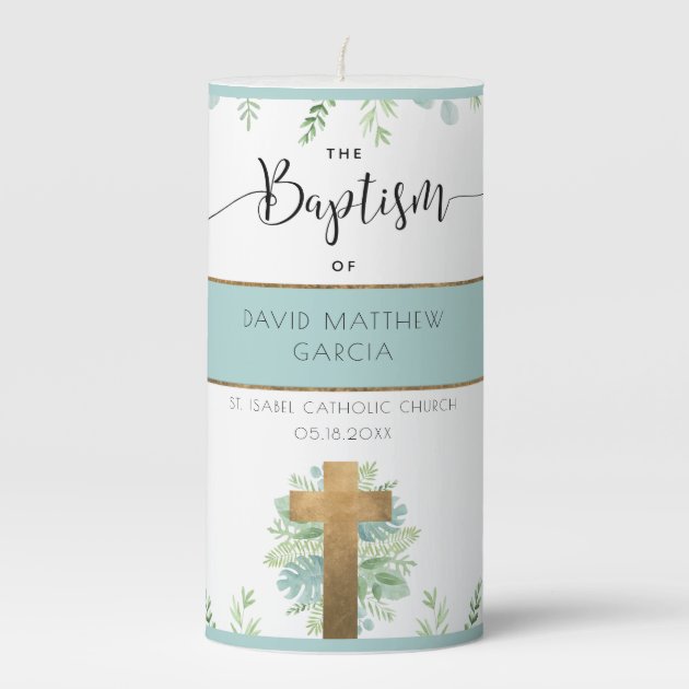 catholic baptism candle set for boy