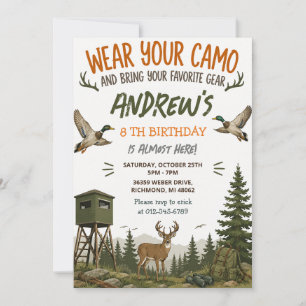 Personalized Boy Hunting Birthday for kid Invitation