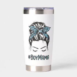 Personalized Boy Mama Messy Bun Boy Mom Gifts Insulated Tumbler