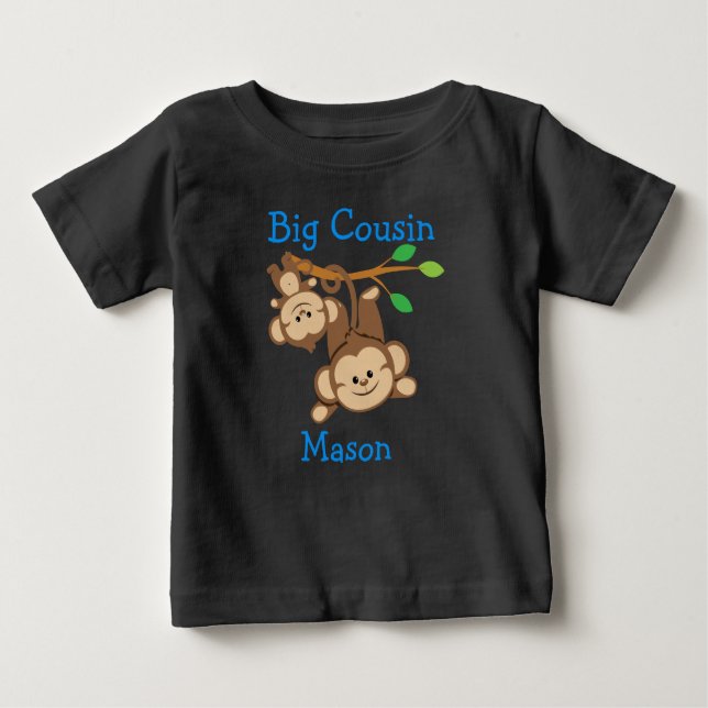 Personalized Boy Monkeys Big Cousin Baby T-Shirt (Front)