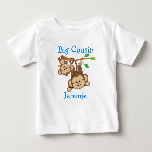 Personalized Boy Monkeys Big Cousin Baby T_Shirt