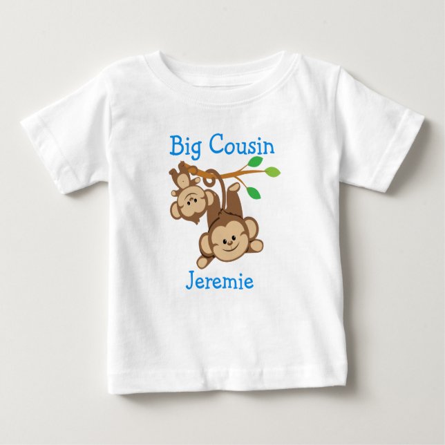Personalized Boy Monkeys Big Cousin Baby T-Shirt (Front)