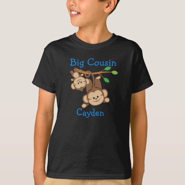 Personalized Boy Monkeys Big Cousin T-Shirt (Front)