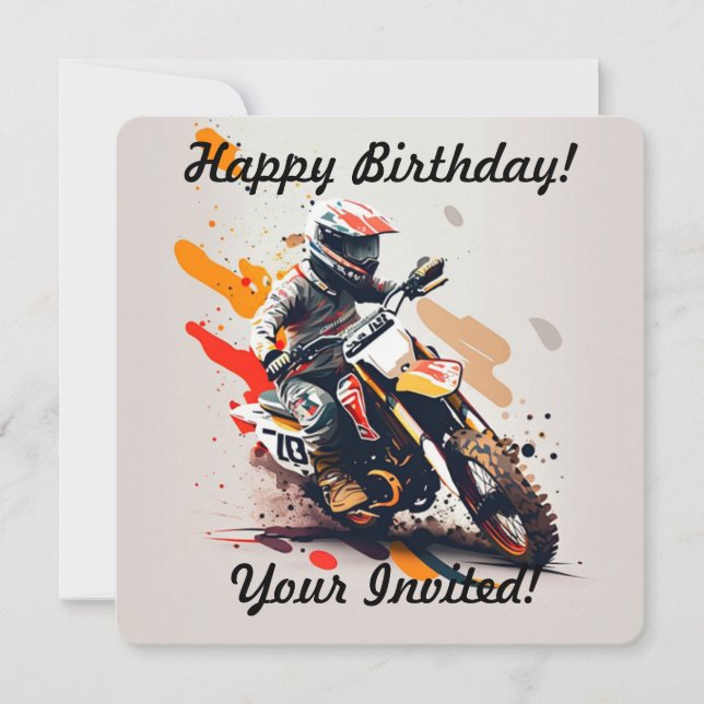 Personalized Boy Motocross Invitation (Front)
