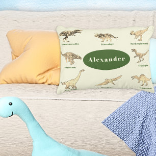 Personalized Boy Name Dinosaur Green Brown Pillow Case
