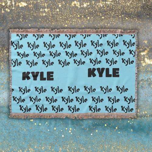 Personalized Boy Name in Black   Throw Blanket
