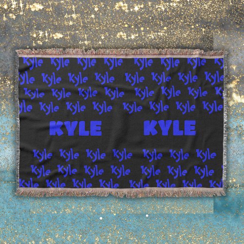 Personalized Boy Name in Blue  Throw Blanket