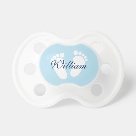 Personalized boy pacifier with baby footprints (Front)