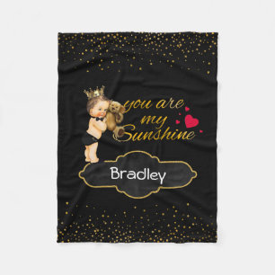 Personalized Boy Prince Gold Sunshine Nursery Fleece Blanket
