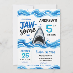Personalized Boy Shark Birthday Invitation