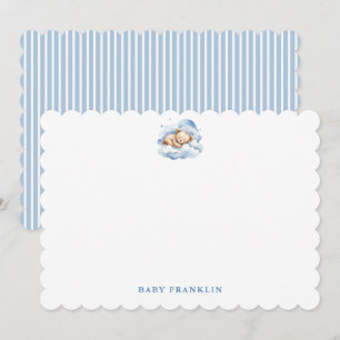 Personalized Boy Stationery Bear Baby Shower  Thank You Card
