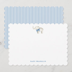 Personalized Boy Stationery Elephant Baby Shower  Thank You Card