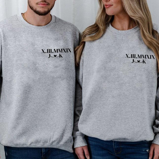 Personalized Boyfriend Anniversary Roman Numeral Sweatshirt (Creator Uploaded)