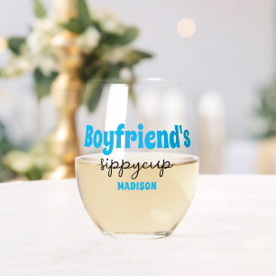 Personalized Boyfriend's Sippy Cup Stemless Wine Glass
