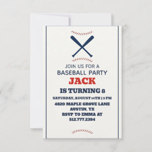 Personalized Boys Baseball Birthday Party Invitation