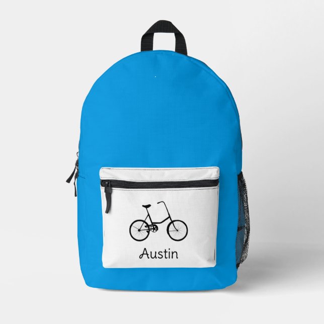 Personalized Boys Bike Printed Backpack (Front)
