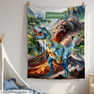 Personalized Boys Birthday Blanket with Dinosaur 