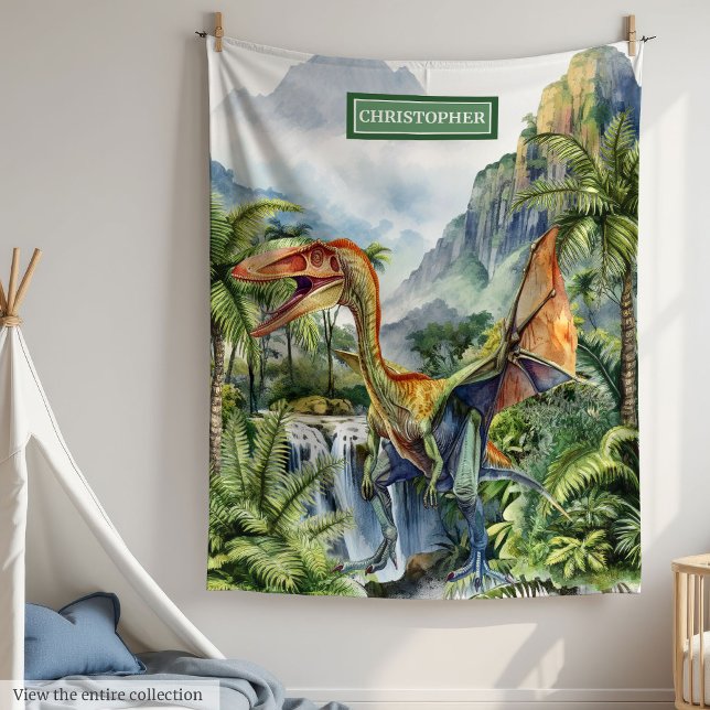 Personalized Boys Birthday Prehistoric Dinosaur  Fleece Blanket (Personalized Boys Birthday Prehistoric Dinosaur Fleece Blanket )