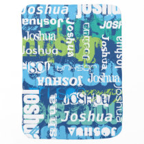 Personalized Boy's Blue Green Subway Art Baby Blanket Personalized Boy's Blue Green Subway Art Baby Blanket