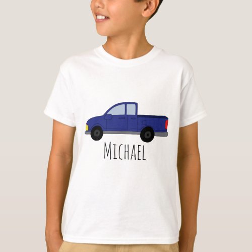 Personalized Boys Blue Pickup Truck Car Name T_Shirt