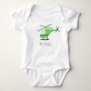 Personalized Boy's Colorful Helicopter with Name Baby Bodysuit