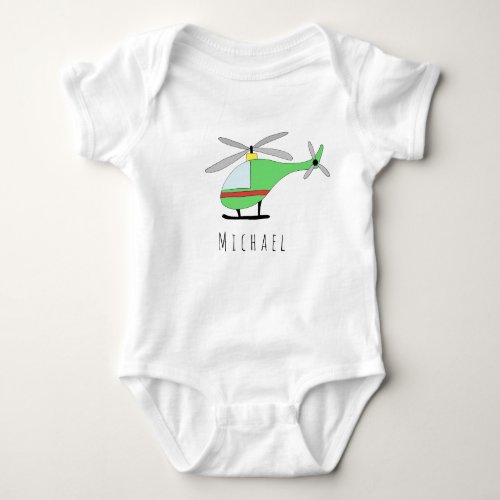 Personalized Boys Colorful Helicopter with Name Baby Bodysuit