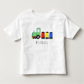 Personalized Boy's Colorful Locomotive Train Name Toddler T-shirt