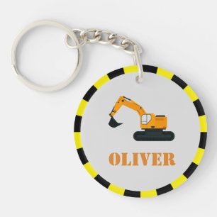 Personalized Boys Construction Diggers Keyring