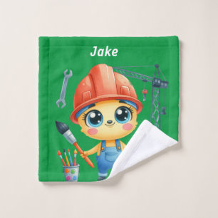 Personalized Boy's Construction site Wash Cloth