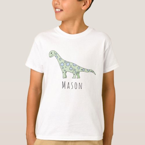 Personalized Boys Cool Doodle Dinosaur with Name T_Shirt