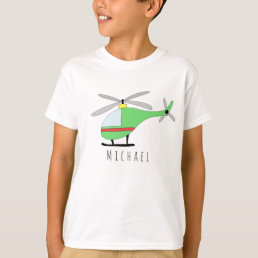Personalized Boy&#39;s Cool Helicopter Aircraft &amp; Name T-Shirt