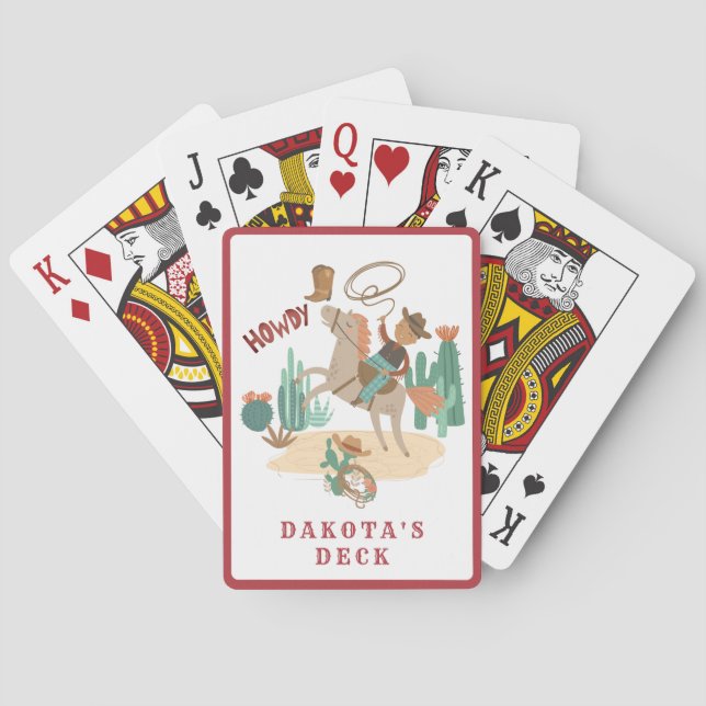 Personalized Boy's Cowboy Western Poker Cards (Back)
