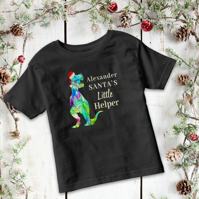 Personalized Boys Dinosaur Christmas Toddler T-shirt ( personalized boys name Christmas dinosaur T-shirt funny festive Santa dino quote)