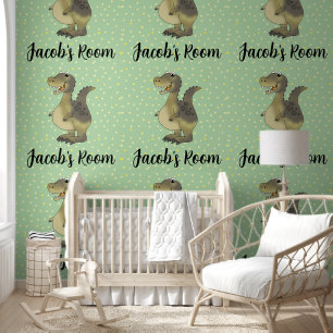 personalized boy's dinosaur room  wallpaper 