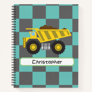 Personalized Boys Dump Truck Kids School Notebook